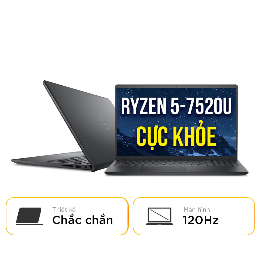 [New 100%] Laptop Dell Pro 15 Essential PV15255 - AMD Ryzen 5-7520U | SSD 512GB | 15.6 Inch 120Hz Full HD