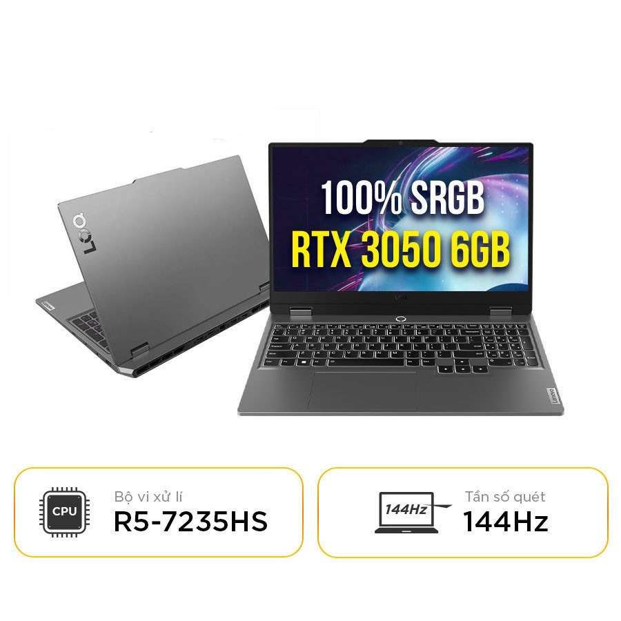 [New 100%] Laptop Lenovo LOQ 15ARP9 83JC00LVVN - AMD Ryzen 5 - 7235HS | RTX 3050 6GB | 15.6 inch Full HD 100% sRGB 144Hz