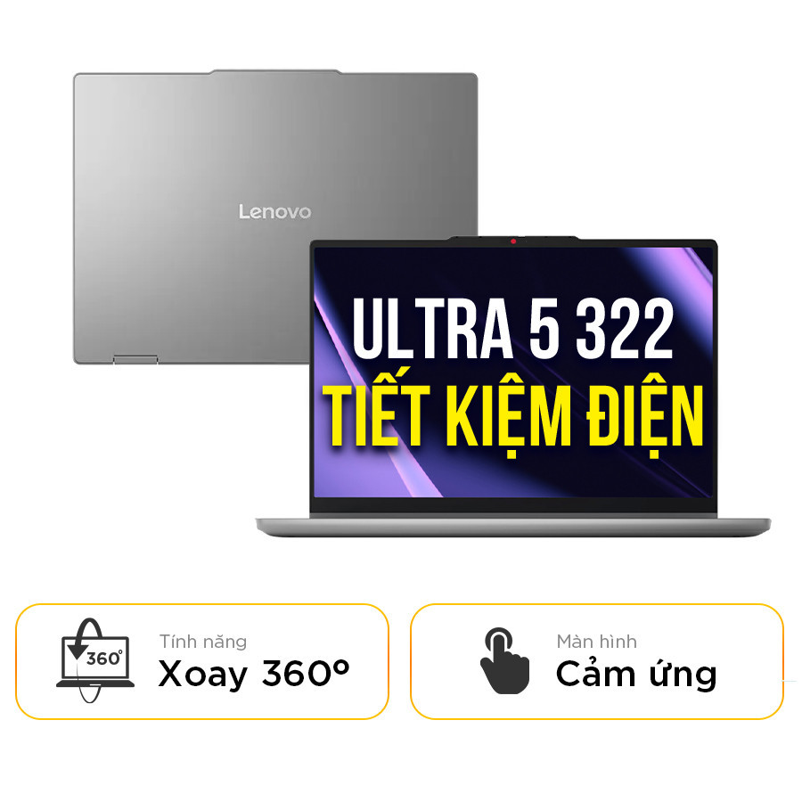 [New 100%] Laptop Lenovo IdeaPad 5 2-in-1 14IPH11 83UG0026VN - Ultra 5 322 | 16GB | 512GB | 14 Inch WUXGA Cảm Ứng | Win 11